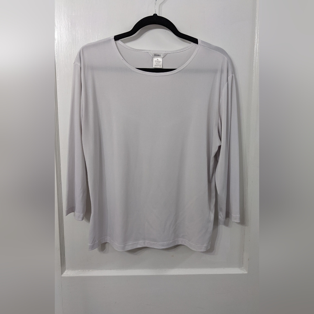 White 3/4 Sleeve Top Size XL Fiore